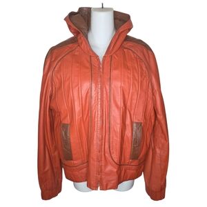 Members Only Europe Craft Vtg Men's Hooded Leathet Jacket Size Euro 44 US Large